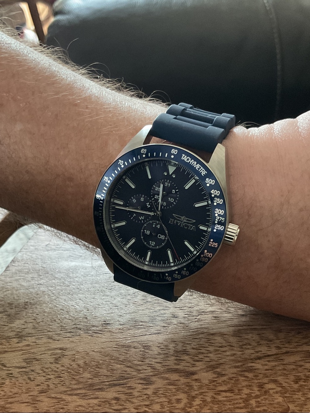 Invicta Blue Chronograph Tachymeter Watch with Silicone Strap